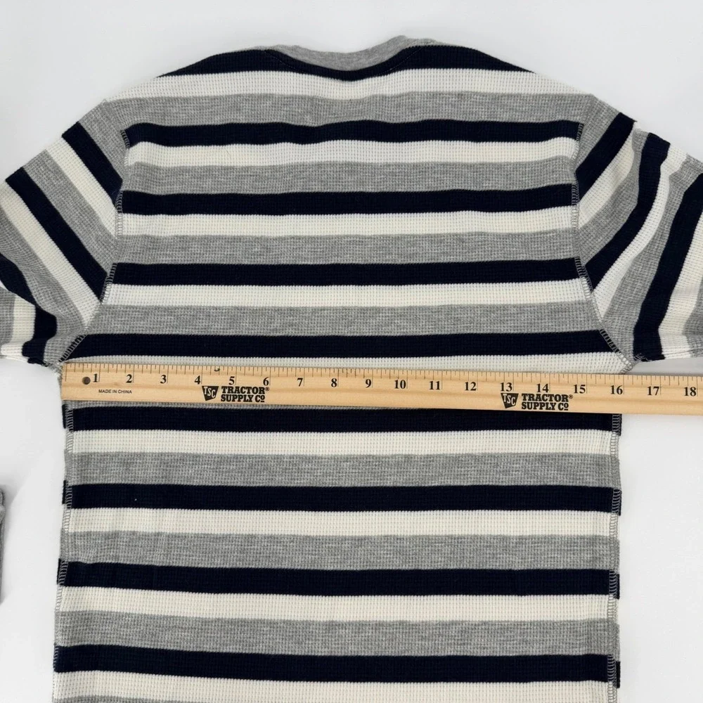 Polo Ralph Lauren Mens Small Sleepwear Thermal Shirt Striped Waffle Knit Grey S